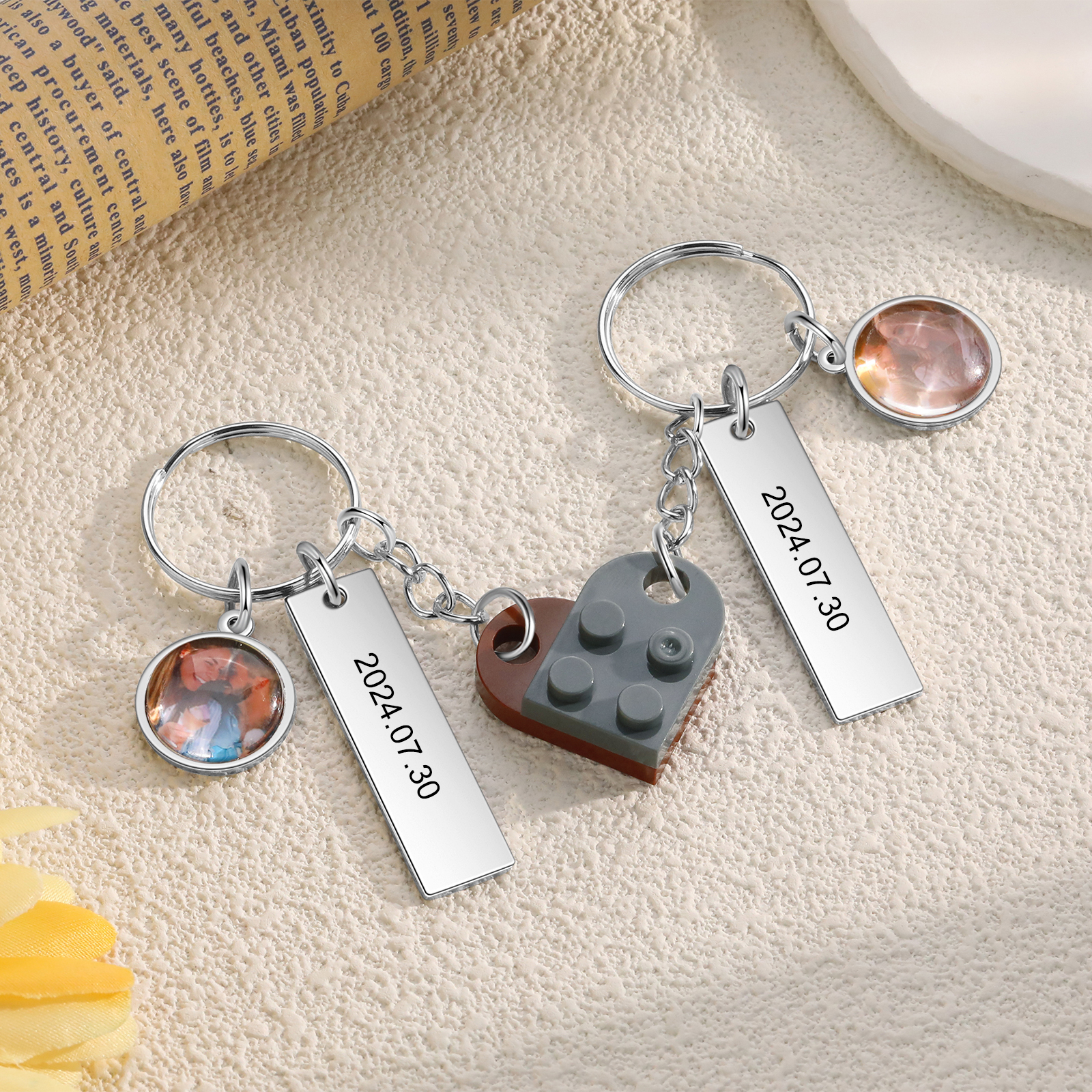 Personalised Heart-Shaped Keychain with Custom Date, Name & Photo - Perfect Gift for Couples | Jessmade