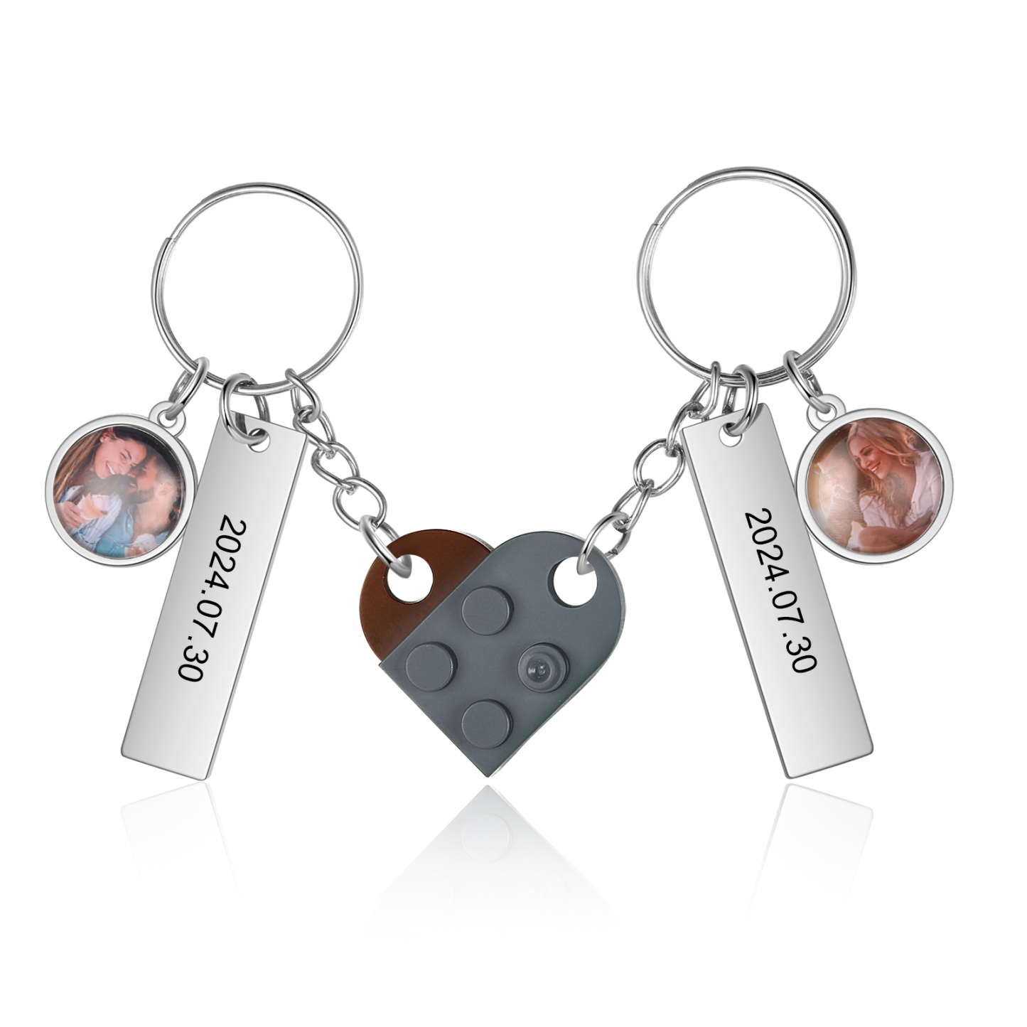 Personalised Heart-Shaped Keychain with Custom Date, Name & Photo - Perfect Gift for Couples | Jessmade