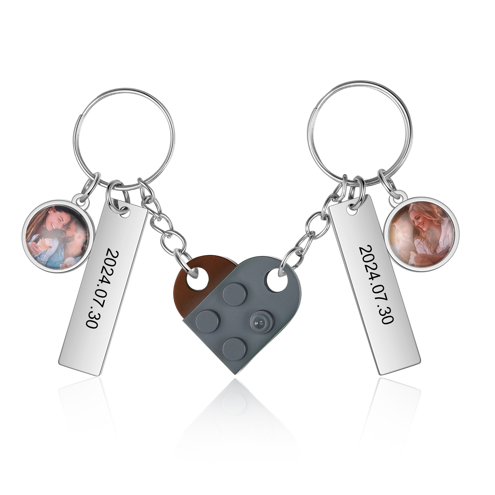 Personalised Heart-Shaped Keychain with Custom Date, Name & Photo - Perfect Gift for Couples | Jessmade