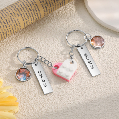 Personalised Heart-Shaped Keychain with Custom Date, Name & Photo - Perfect Gift for Couples | Jessmade
