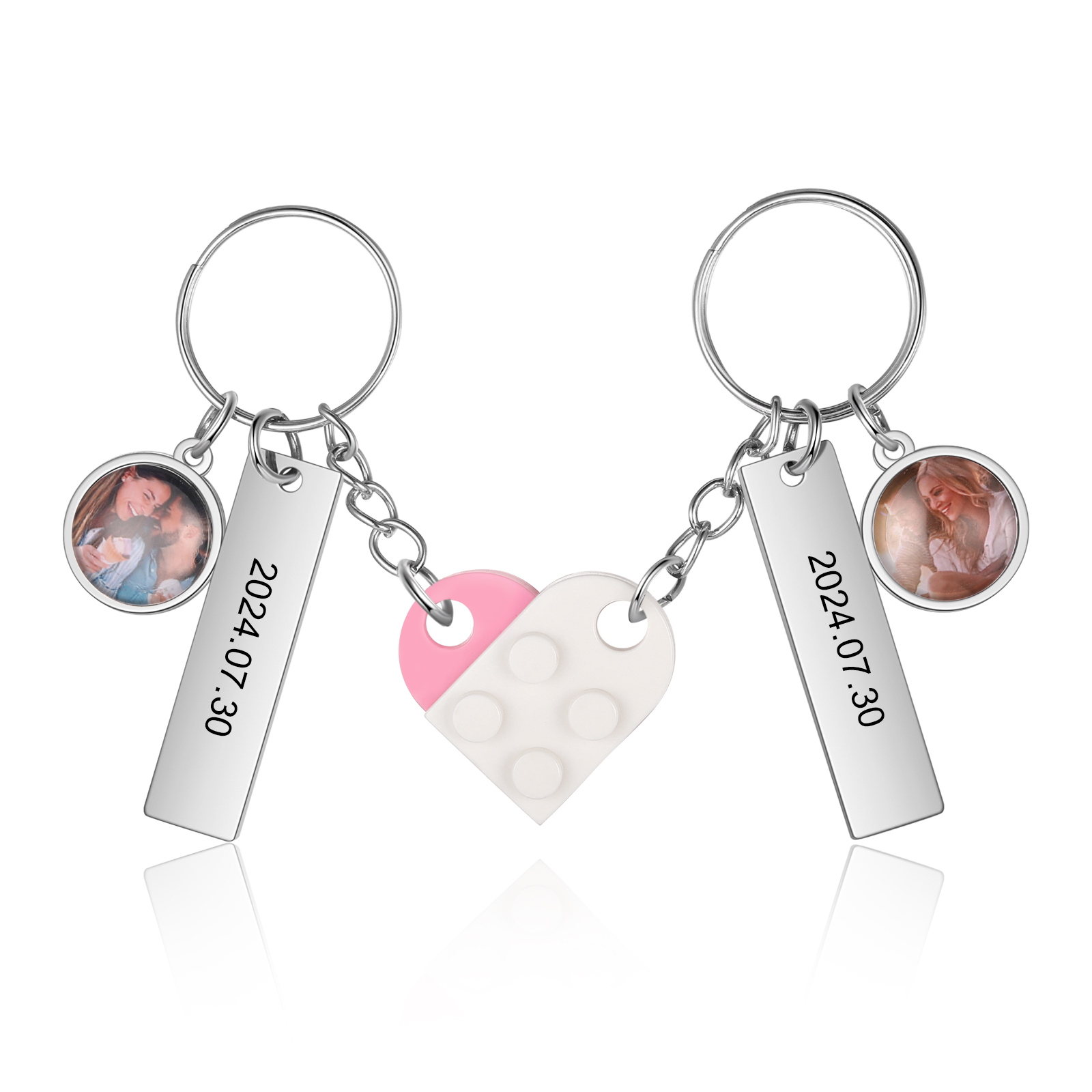Personalised Heart-Shaped Keychain with Custom Date, Name & Photo - Perfect Gift for Couples | Jessmade
