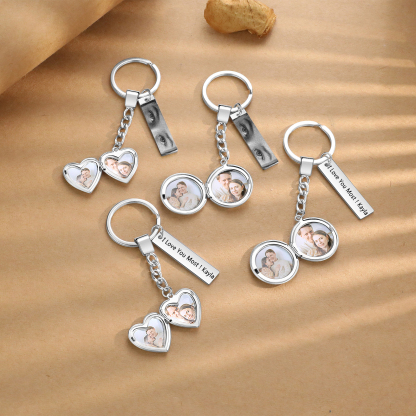 Personalised Eye Keyring with Custom 3 Photos Heart Charms Christmas Gift for Him | Jessemade