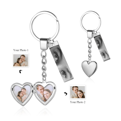 Personalised Eye Keyring with Custom 3 Photos Heart Charms Christmas Gift for Him | Jessemade