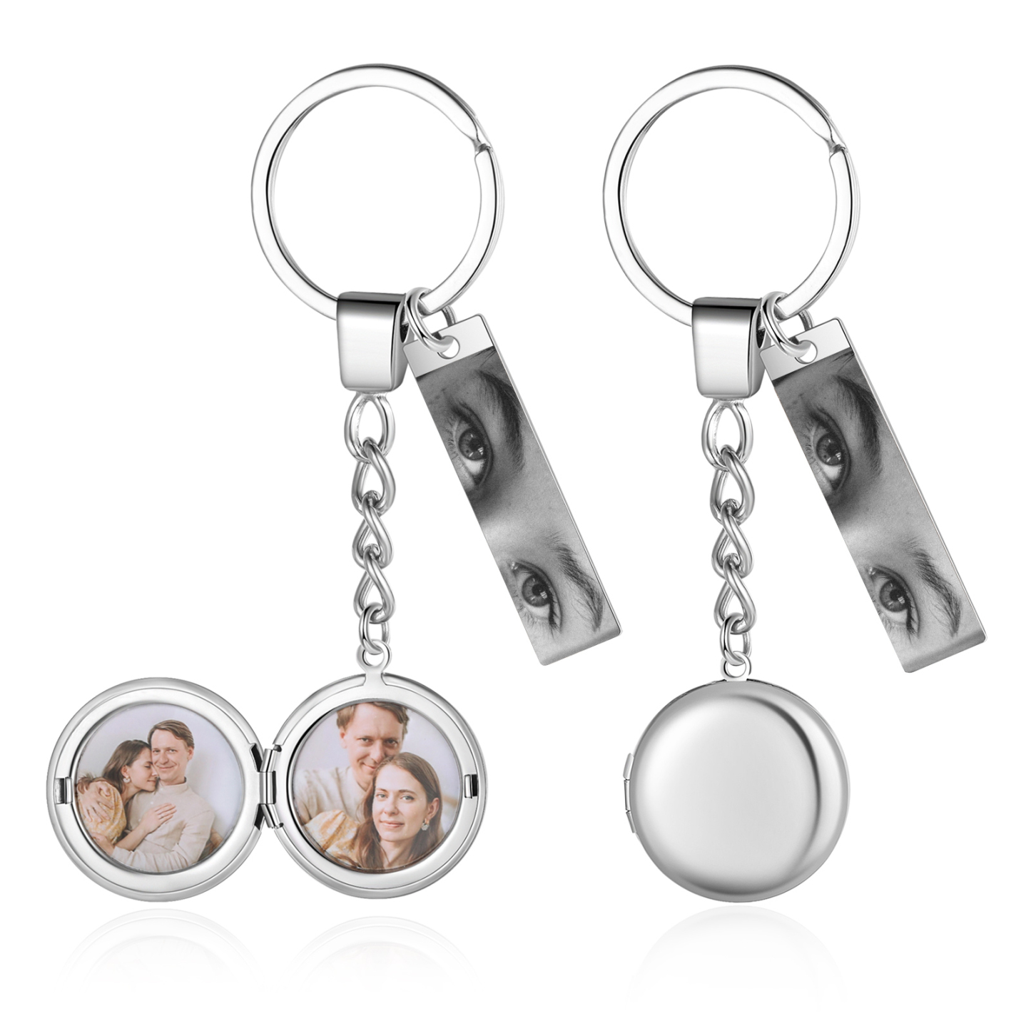 Personalised Eye Keyring with Custom 3 Photos Heart Charms Christmas Gift for Him | Jessemade