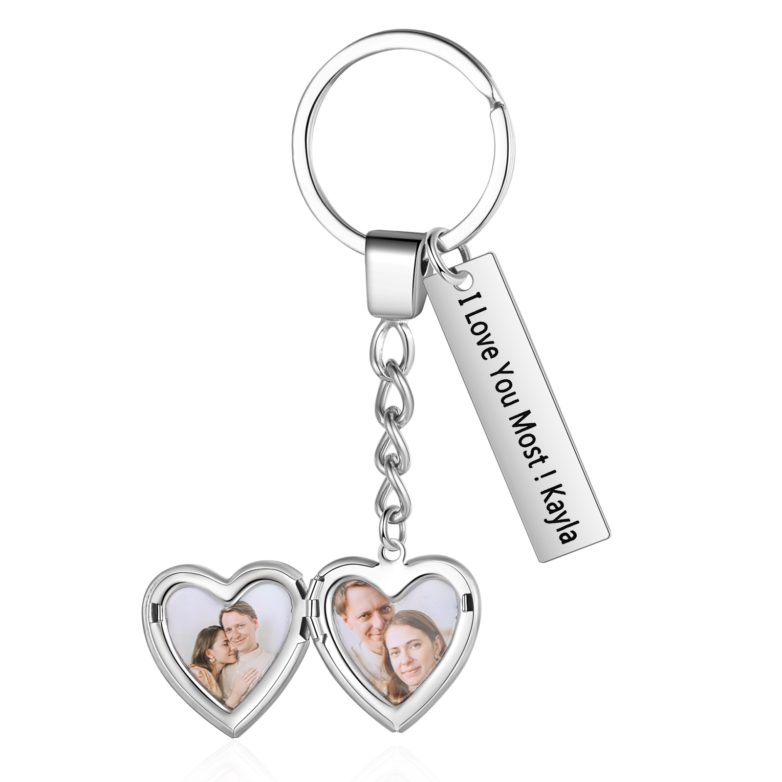 Personalised Eye Keyring with Custom 3 Photos Heart Charms Christmas Gift for Him | Jessemade