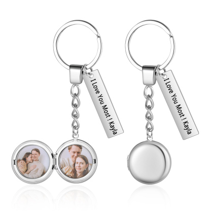 Personalised Eye Keyring with Custom 2 Photos & 1 Text Heart Charms Christmas Gift for Him | Jessemade
