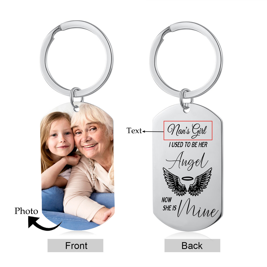 Personalized Memorial Keyring Custom Photo and Text Keyring - Memorial Angel Design | Jessmade