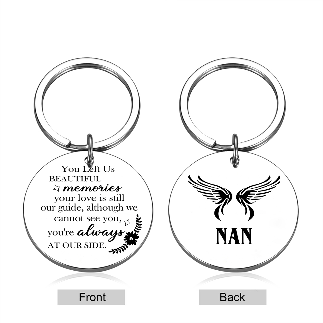 Personalised Memorial Keyring - Stainless Steel Keepsake with Engraved Message and Custom Name | Jessmade
