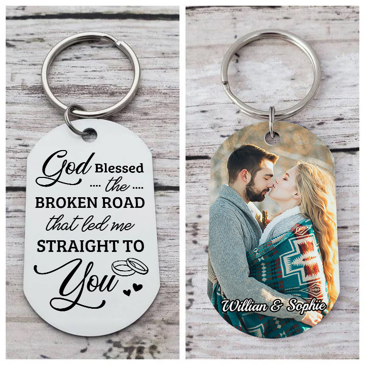 Personalised Couple Keyring with Custom Photo & 2 Names Stainless Steel Keyring Gift for Him | Jessmade