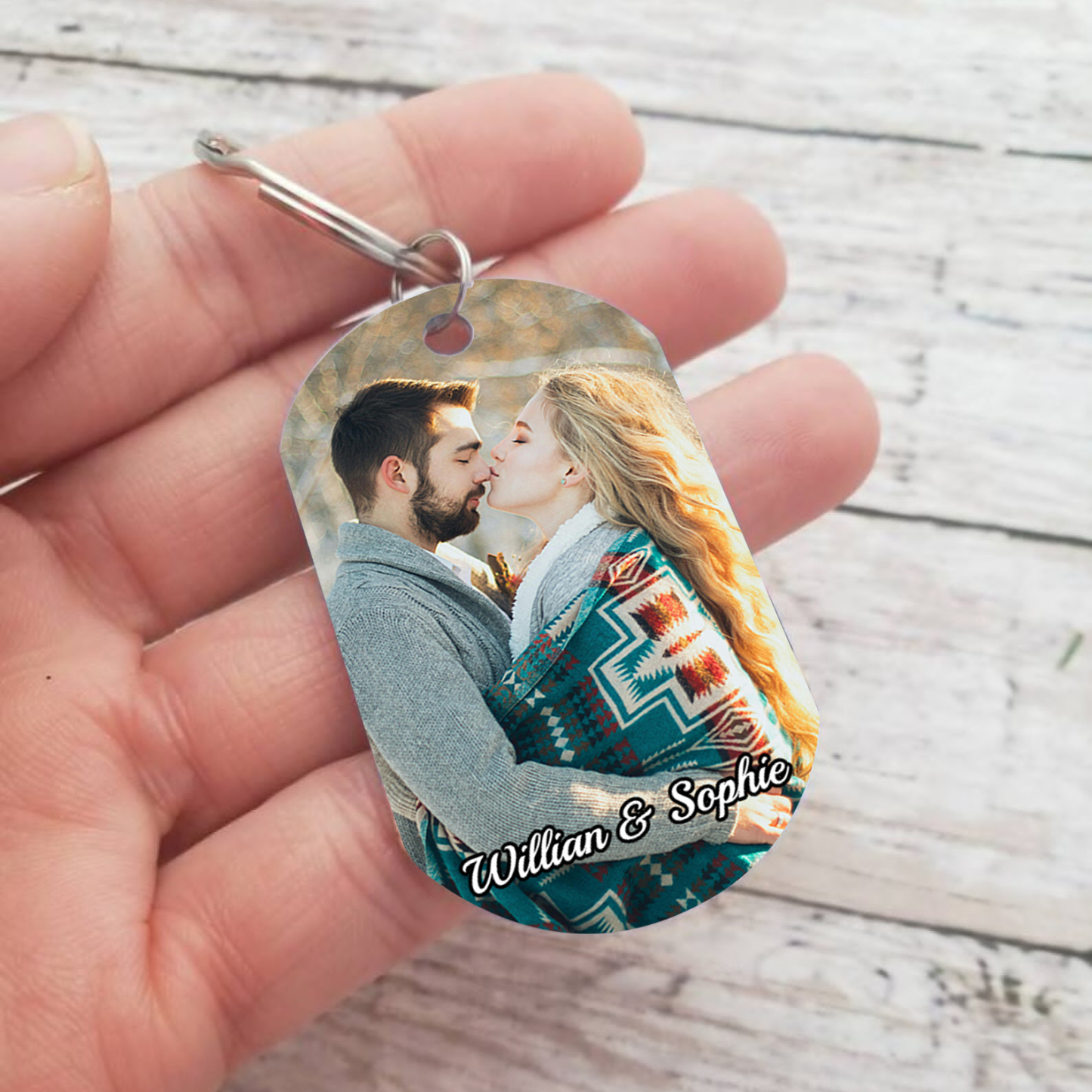 Personalised Couple Keyring with Custom Photo & 2 Names Stainless Steel Keyring Gift for Him | Jessmade
