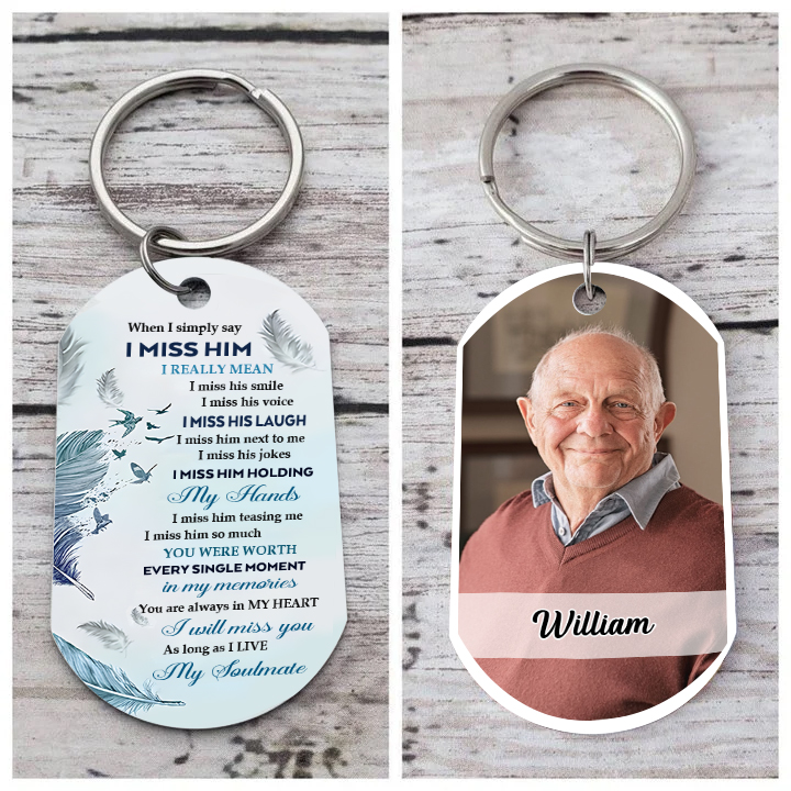 Personalized Memorial Keychain With Custom Photo & Name Keychain - "I will miss you as long as I live"