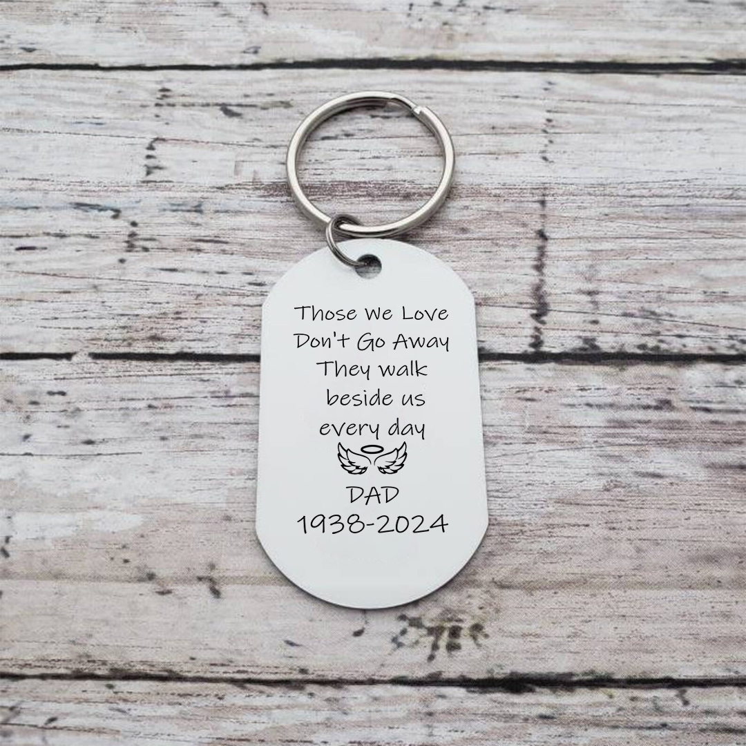 Personalized Memorial Keychain With Custom Photo & Name & Date Keychain - "They walk beside us every day"