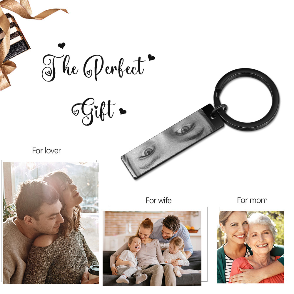 Custom Eye Photo Stainless Steel Keyring - Available in Silver & Gold & Black - Christmas Gift for Wife/Mum/Daughter/Sister | Jessemade
