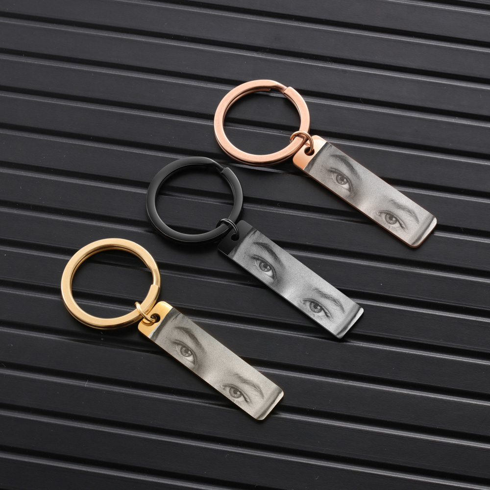 Custom Eye Photo Stainless Steel Keyring - Available in Silver & Gold & Black - Christmas Gift for Wife/Mum/Daughter/Sister | Jessemade