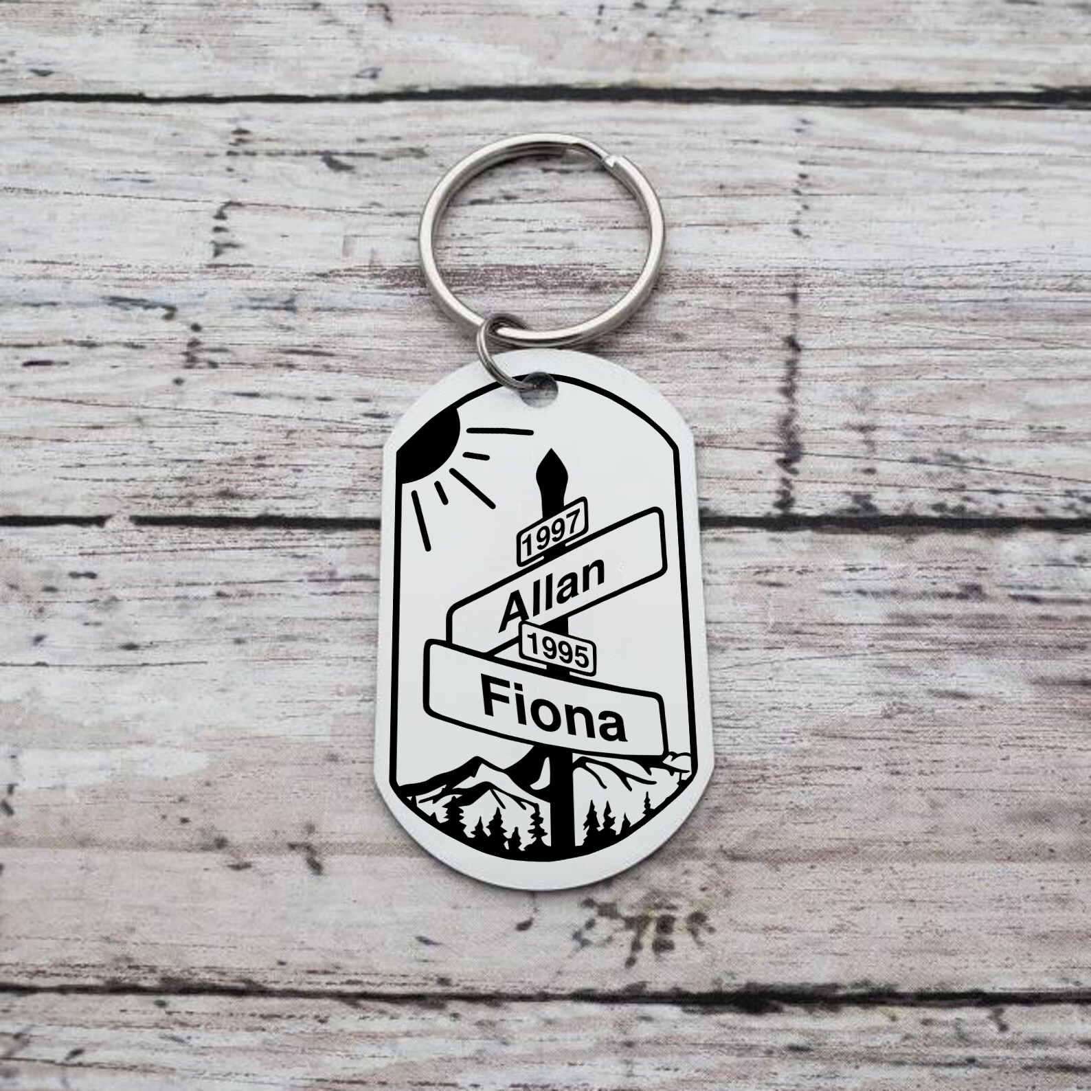 Personalised Stainless Steel Couple Keyring with Custom 2 Names, 2 Years & Date Valentine's gift for Him | Jessemade