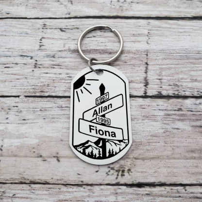 Personalised Stainless Steel Couple Keyring with Custom 2 Names, 2 Years & Date Valentine's gift for Him | Jessemade