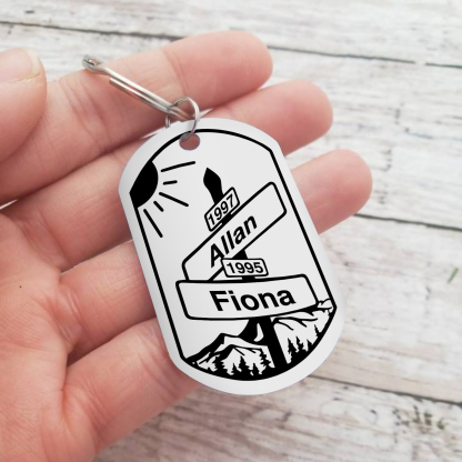 Personalised Stainless Steel Couple Keyring with Custom 2 Names, 2 Years & Date Valentine's gift for Him | Jessemade