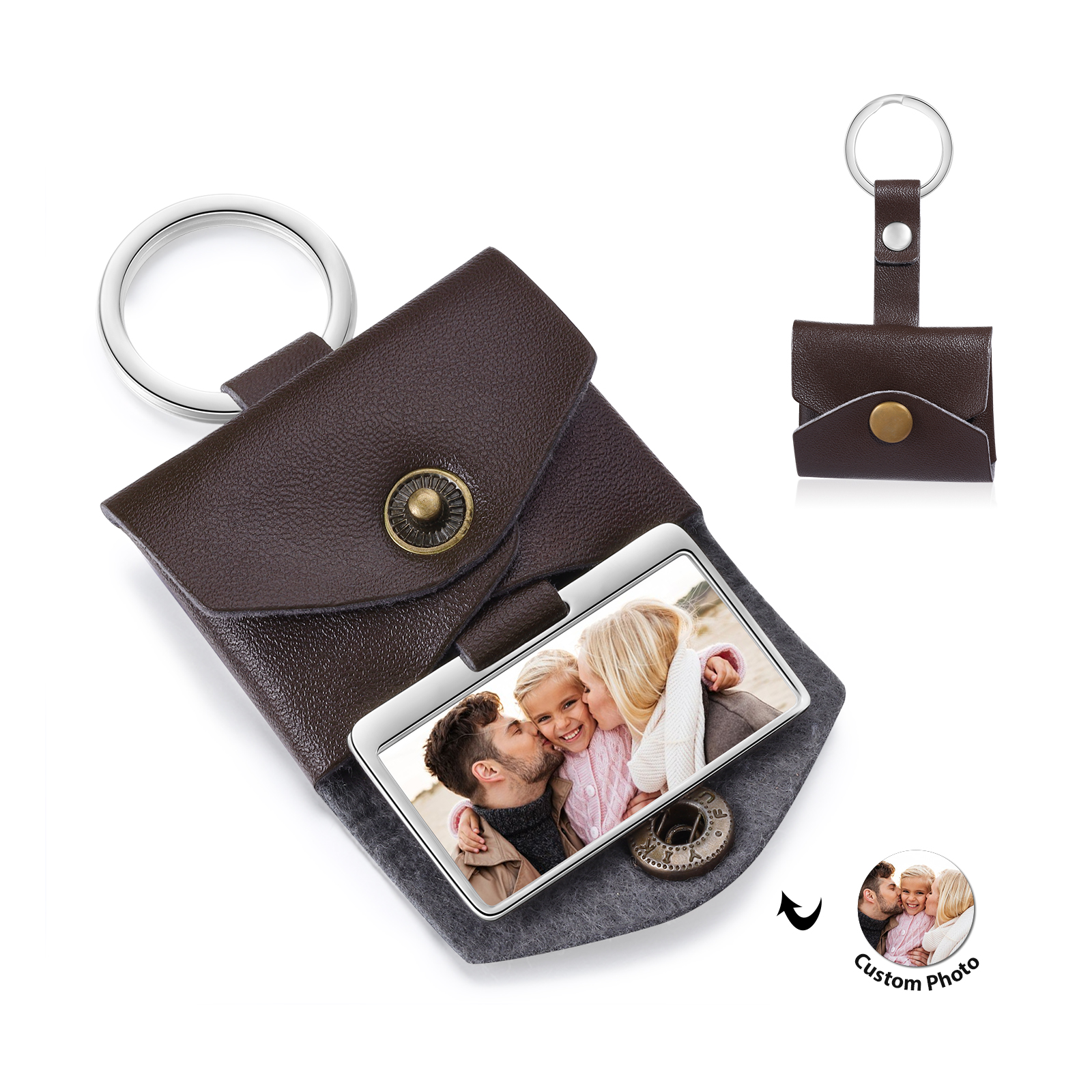 Personalised Leather Keyring - Customised with 1 Photo, Valentine’s Day Gift for Him | Jessemade