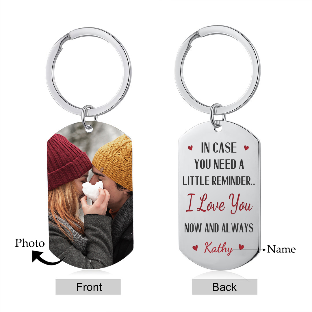 Personalised Couple Keyring – Custom Name, Photo & “I Love You Now and Always” Design – Valentine’s Day Gift for Couple | Jessemade