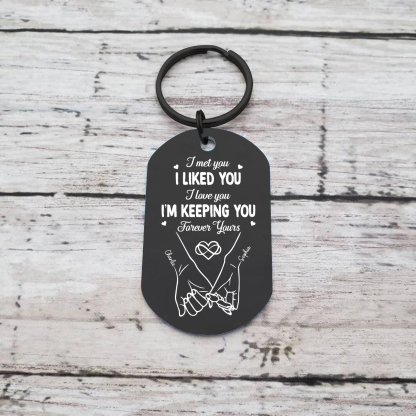 Personalised Anniversary Keyring – Custom Names, “I Met You, I Liked You” Design with Calendar – Valentine’s Day Gift for Couple | Jessemade