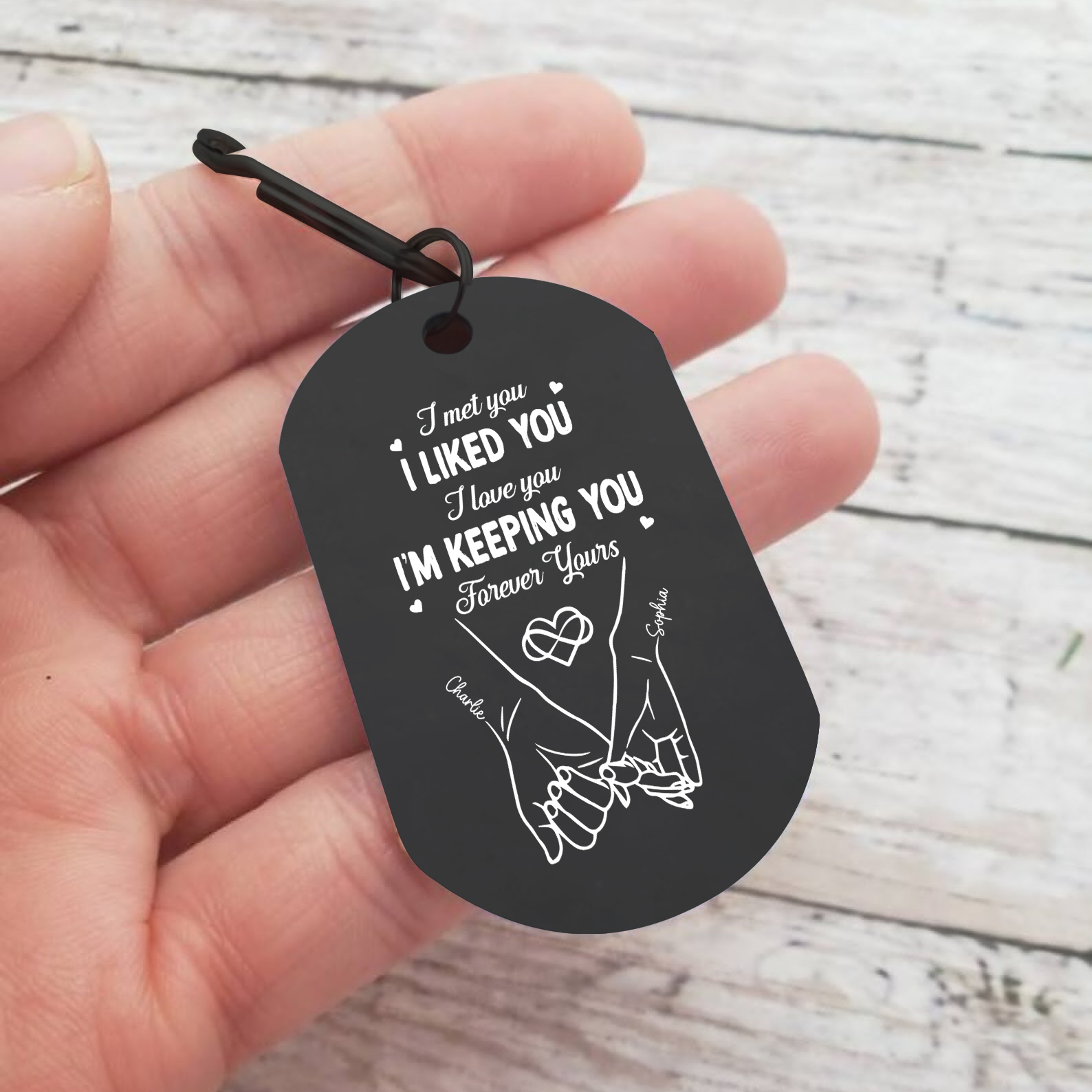 Personalised Anniversary Keyring – Custom Names, “I Met You, I Liked You” Design with Calendar – Valentine’s Day Gift for Couple | Jessemade