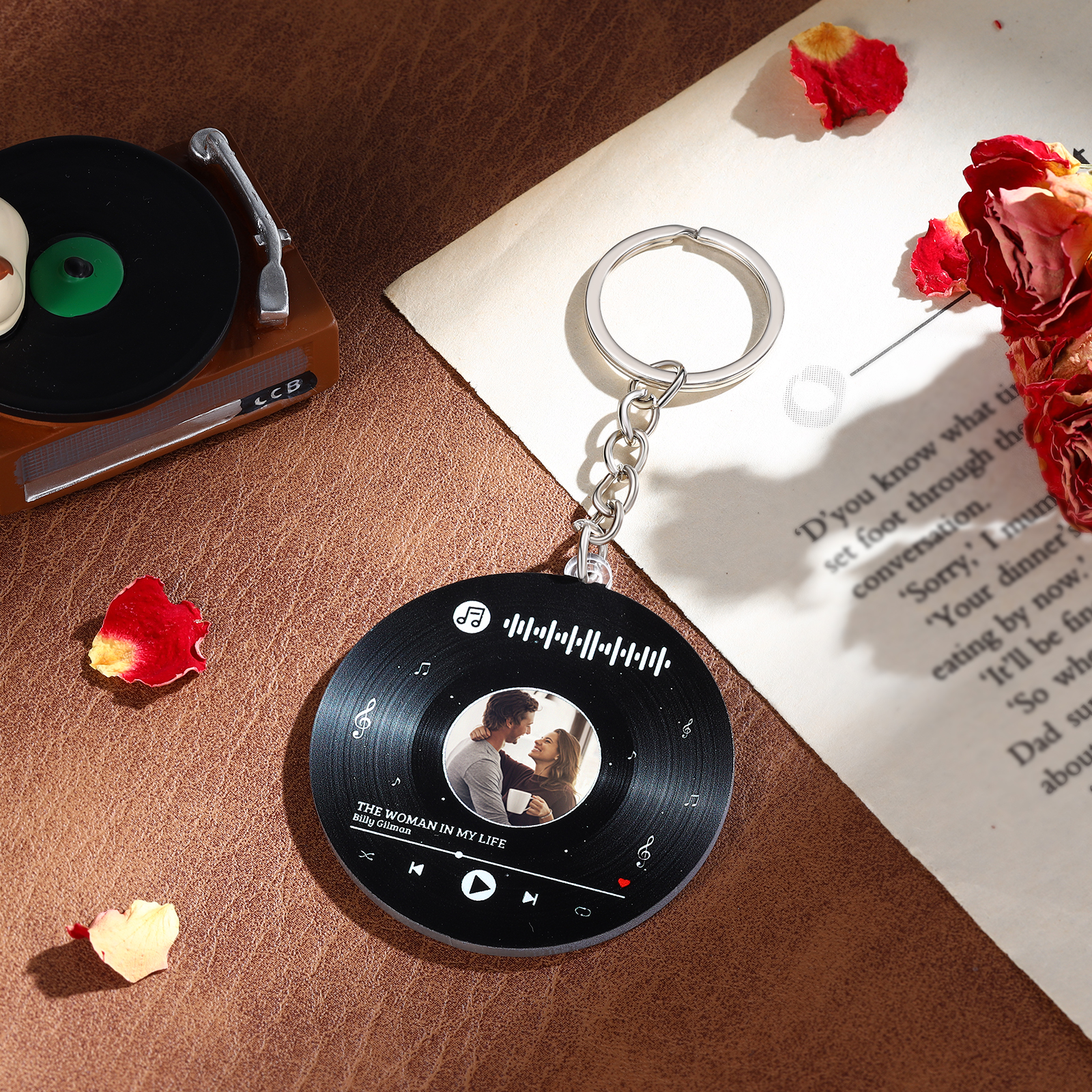 Personalised Keyring with 1 Photo, 1 Text, and Spotify Code – Unique D