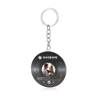 Personalised Keyring with 1 Photo, 1 Text, and Spotify Code – Unique Design to Treasure Your Special Moments, Valentine’s Day Gift for Couple | Jessemade