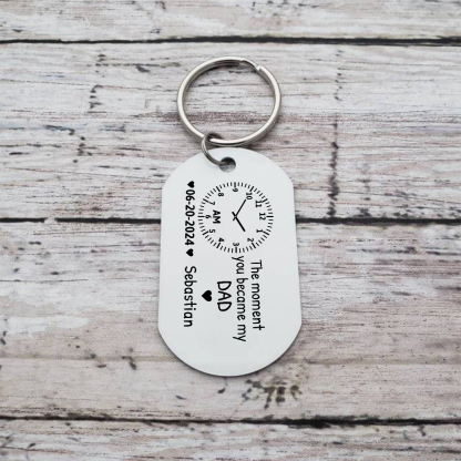 Personalised Photo Keyring – with Custom Name, Date & Time – "The Moment You Became My Dad/Mum" – Meaningful Keepsake | Jessemade