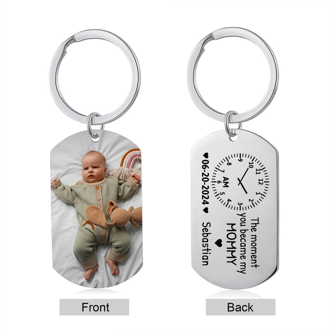 Personalised Photo Keyring – with Custom Name, Date & Time – "The Moment You Became My Dad/Mum" – Meaningful Keepsake | Jessemade