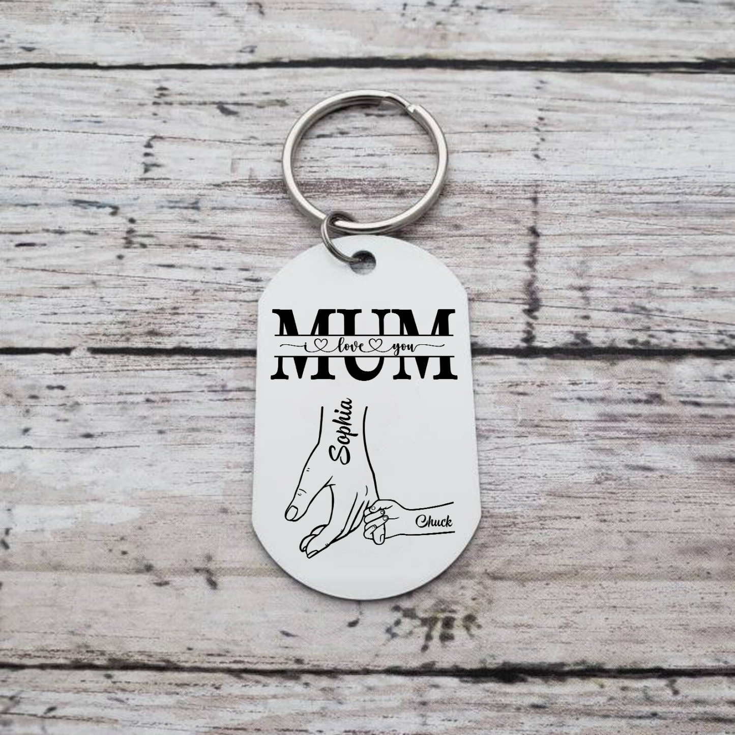 Personalised Keyring with Custom Photo & 2 Names Stainless Steel Keyring Gift for Mum | Jessemade