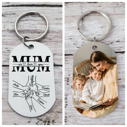 Personalised Keyring with Custom Photo & 7 Names Stainless Steel Keyri
