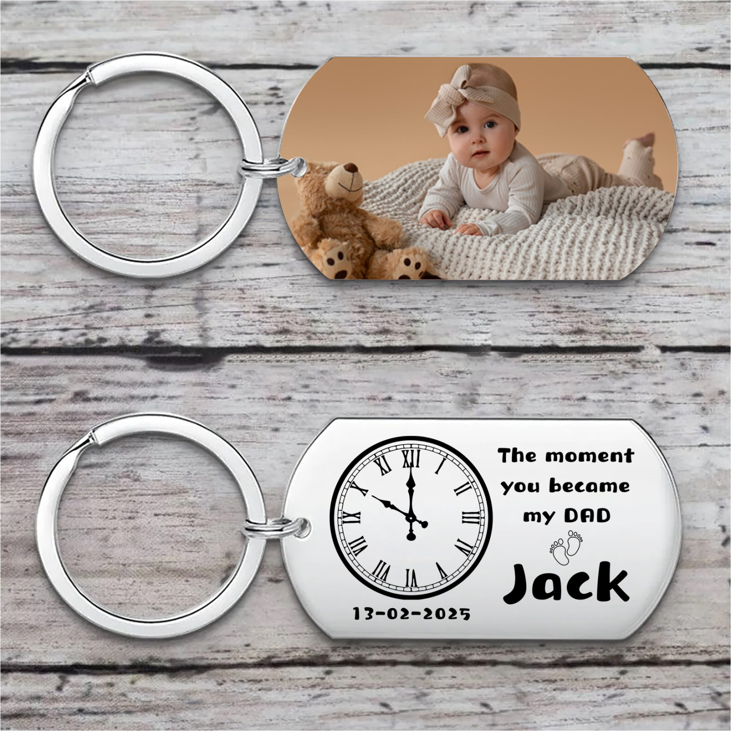 2 Names -Personalised Bat Keyring Father Keyring Gifts for Batman Dad - My Superhero's Name Is Dad