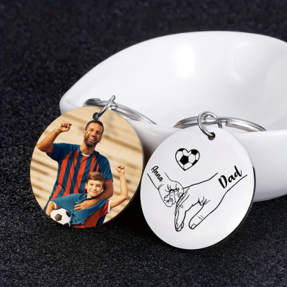 Personalised 2 Names & 1 Photo Keychain – Custom Names & Football Design Gift for Father’s Day | Jessemade