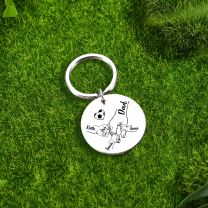 Personalised 4 Names & 1 Photo Keychain – Custom Names & Football Design Gift for Father’s Day | Jessemade