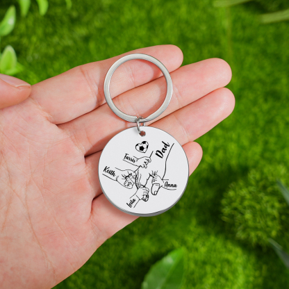 Personalised 5 Names & 1 Photo Keychain – Custom Names & Football Design Gift for Father’s Day | Jessemade