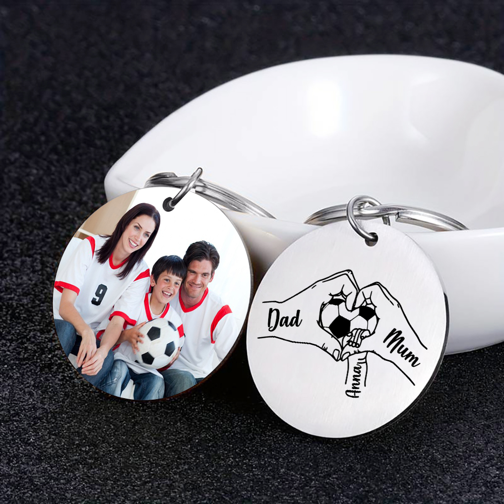 Custom Family Photo Keyring for Mum & Dad – Personalised Gift with 3 Names & 1 Photo | Jessemade