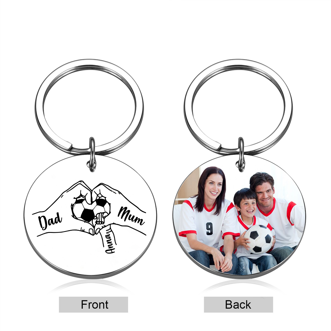 Custom Family Photo Keyring for Mum & Dad – Personalised Gift with 3 N