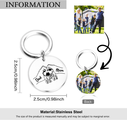 Custom Family Photo Keyring for Mum & Dad – Personalised Gift with 6 Names & 1 Photo | Jessemade