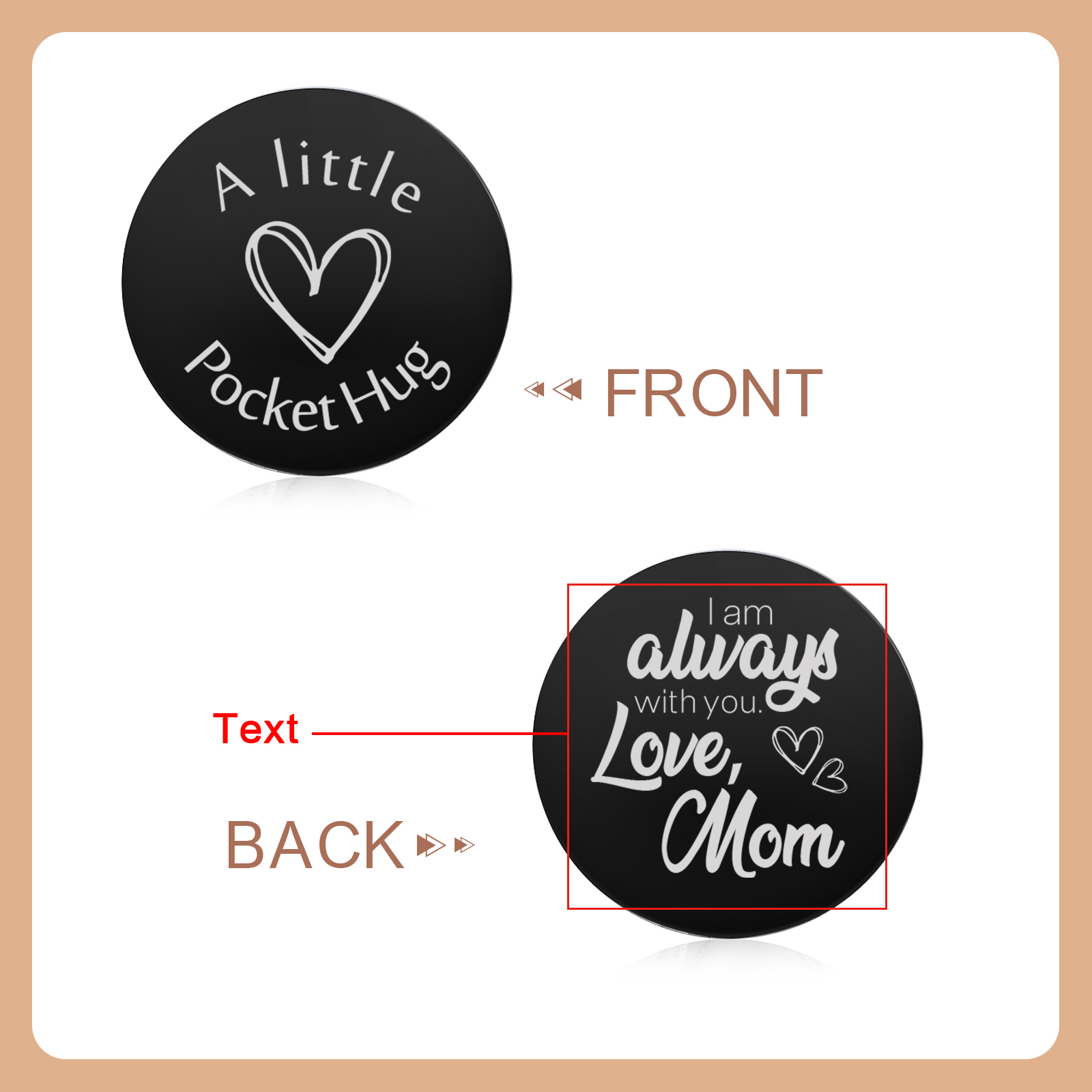 Personalised PU Leather Pocket Hug Keyring - Custom Text Keyring for Children -Back To School Gift | Jessemade