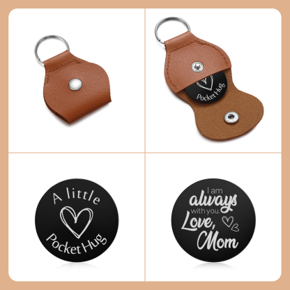 Personalised PU Leather Pocket Hug Keyring - Custom Text Keyring for Children -Back To School Gift | Jessemade