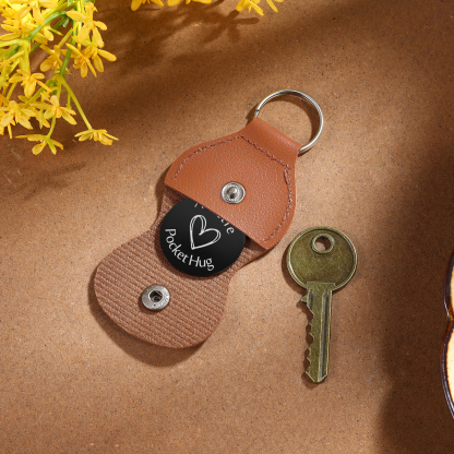 Personalised PU Leather Pocket Hug Keyring - Custom Text Keyring for Children -Back To School Gift | Jessemade
