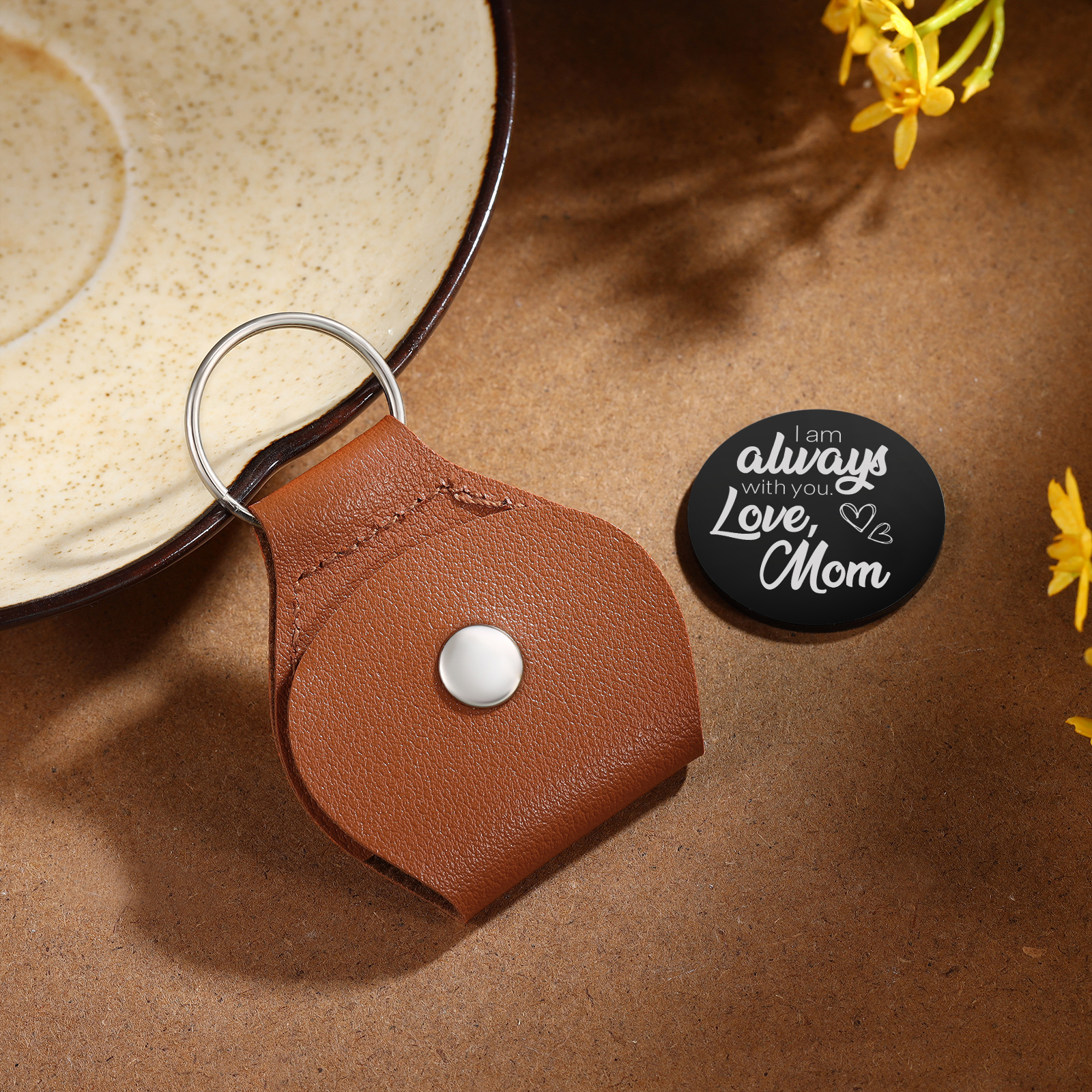 Personalised PU Leather Pocket Hug Keyring - Custom Text Keyring for Children -Back To School Gift | Jessemade