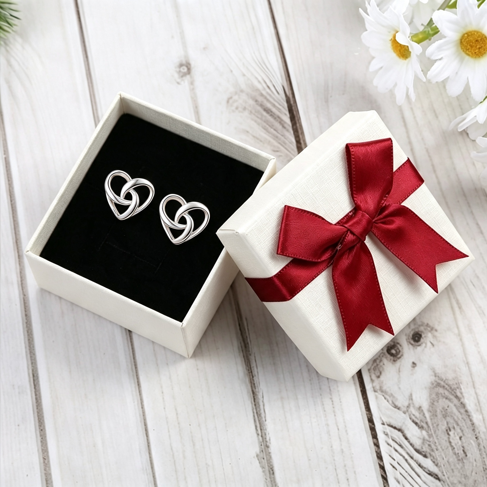Heart Intertwined Earrings Heart Shape Hollow Stud Earrings
