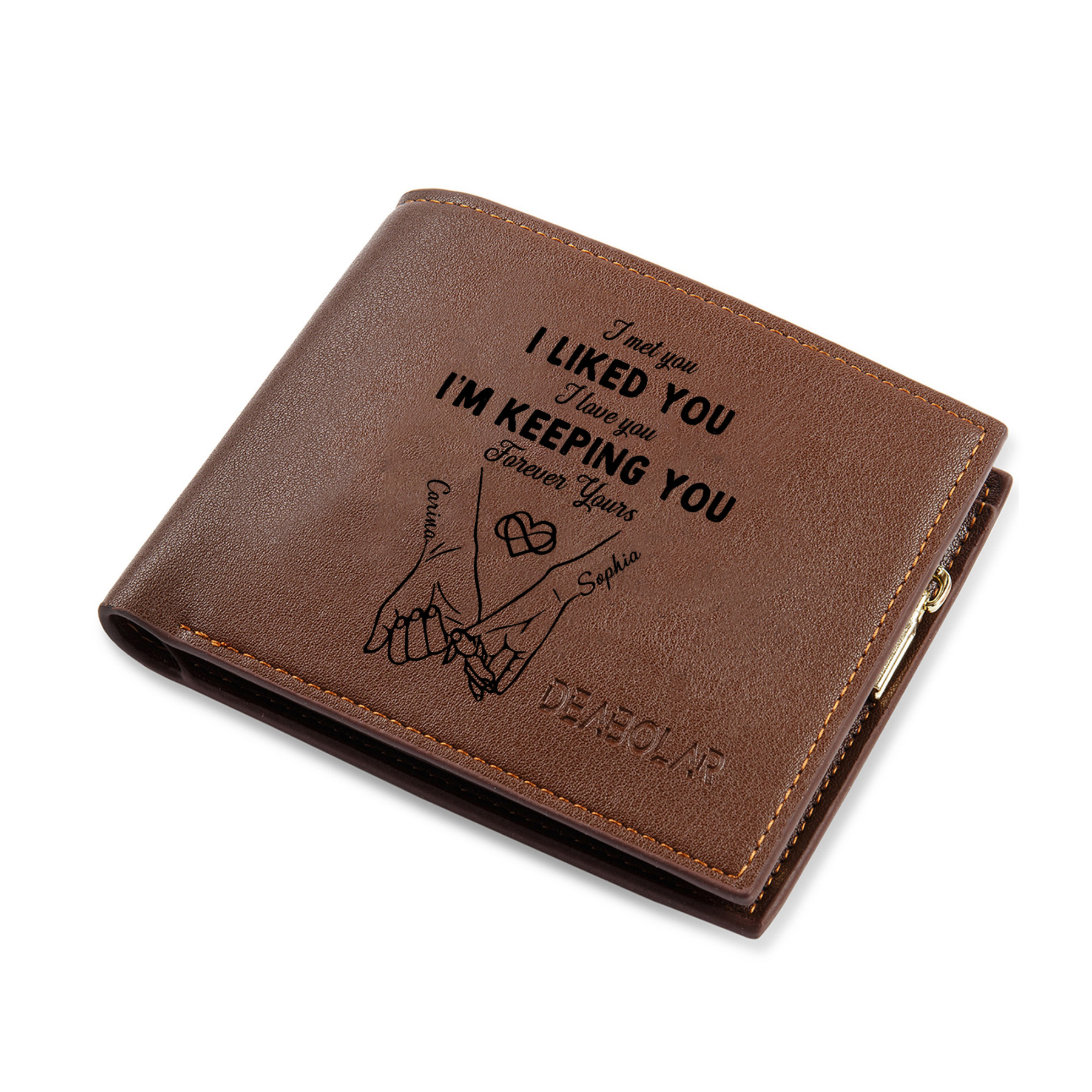 Personalised Photo Engraved PU Leather Couples Wallet for Men