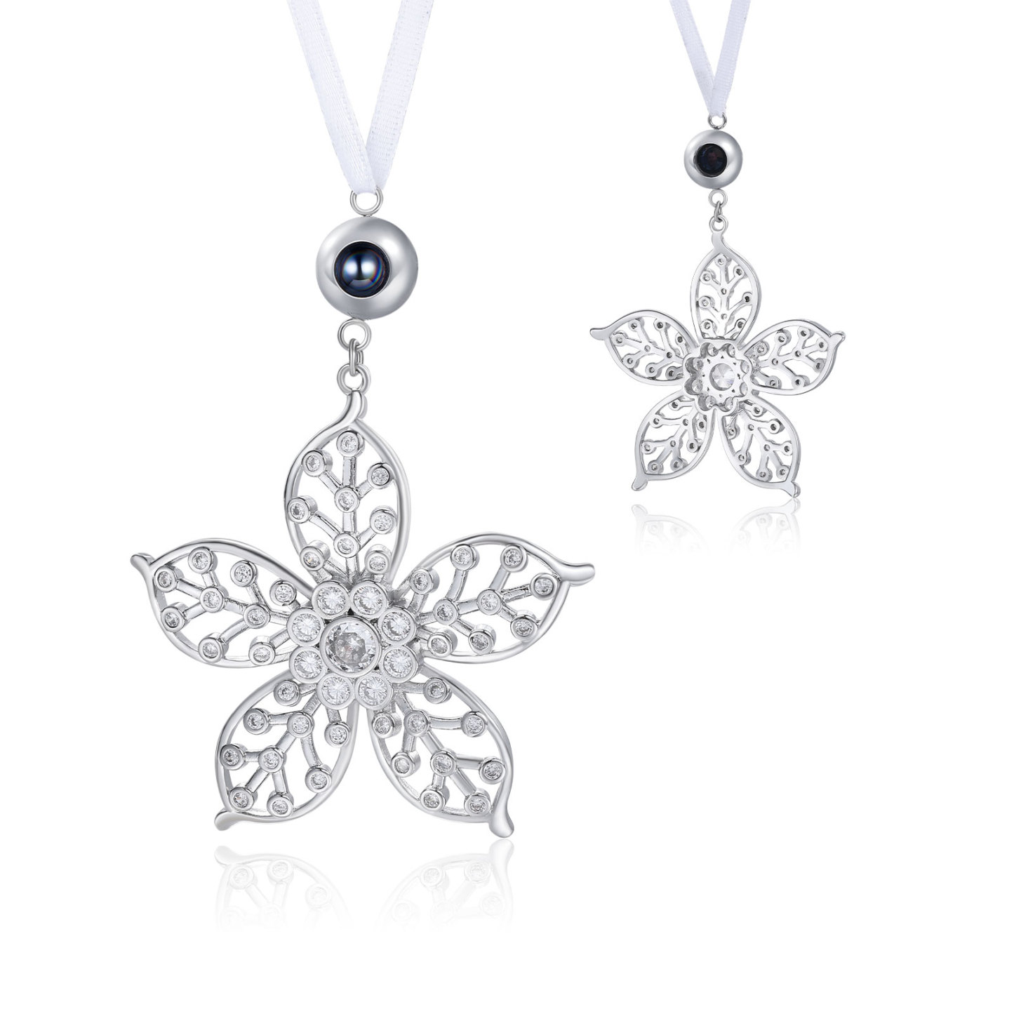 Personalised Flower Photo Projection Christmas Ornament Decoration