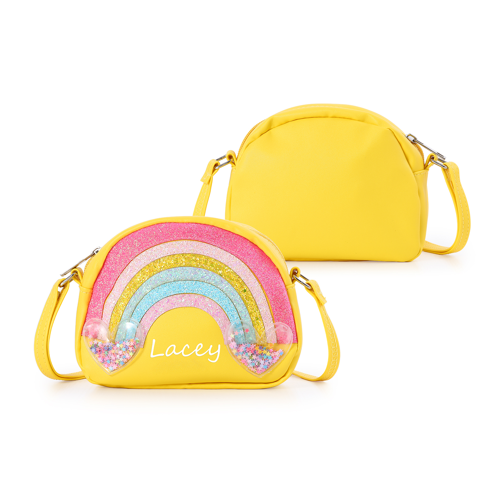 Personalised Rainbow Glitter Kids Crossbody Bag
