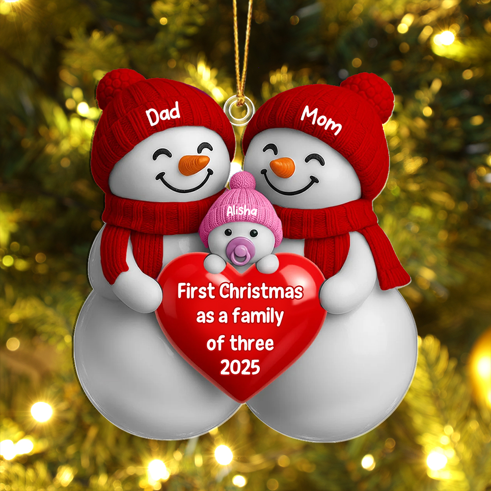 Personalised New Family‘s First Christmas Snowman Ornament