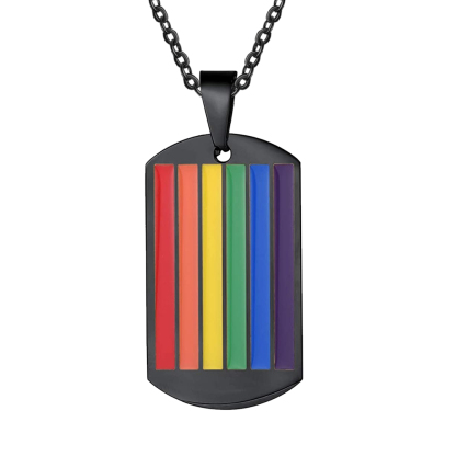 Personalised Text Rainbow Pendant Necklace LGBT Pride Day Gift