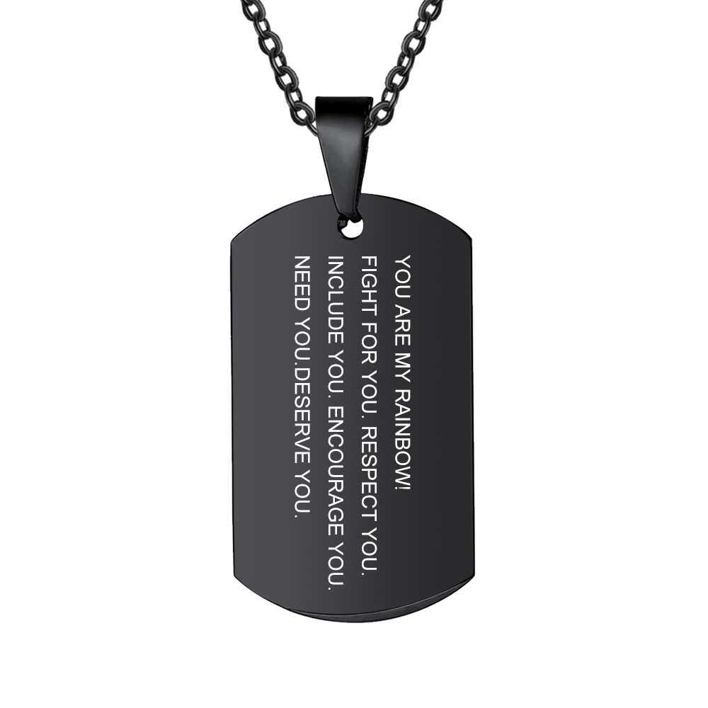 Personalised Text Rainbow Pendant Necklace LGBT Pride Day Gift
