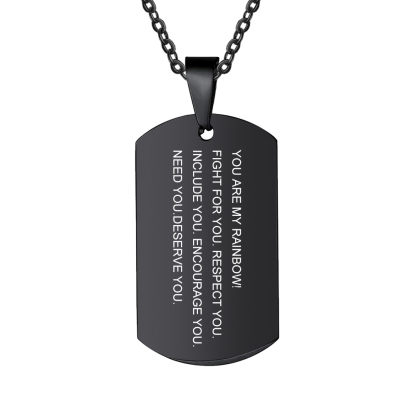 Personalised Text Rainbow Pendant Necklace LGBT Pride Day Gift